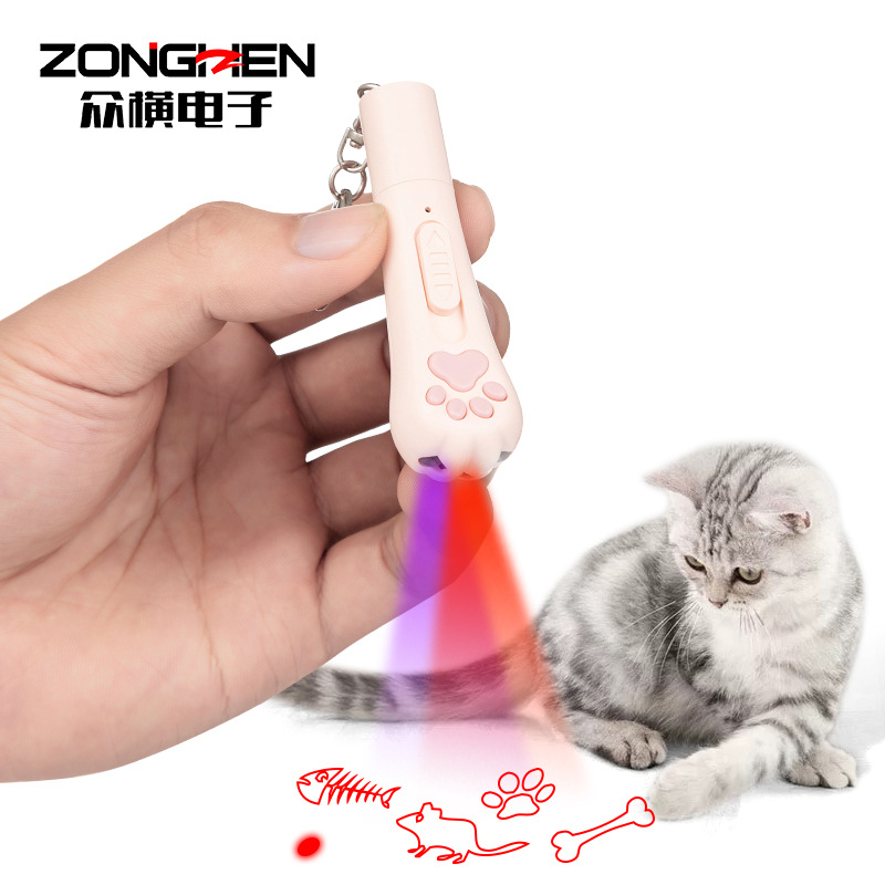 迷你手持usb充电激光逗猫棒多图案紫光猫咪玩具逗猫笔宠物用品