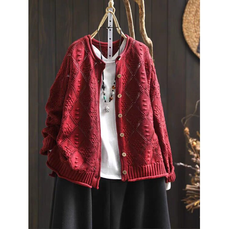 折扣店一线大牌清仓捡漏棉线针织开衫外套女宽松休闲百搭长袖上衣