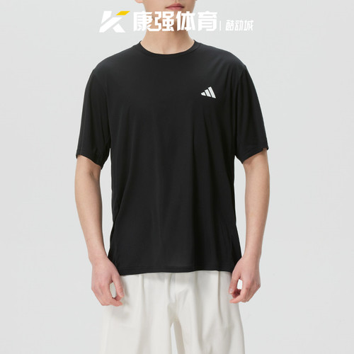 阿迪达斯男装2026夏季新款梭织速干透气圆领运动短袖T恤KU8712
