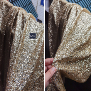 金灿灿的钻粉重工肌理闪光网纱布料 diy婚纱礼服手工裙子设计面料