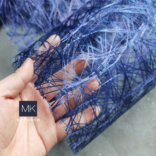 设计师藏蓝色鸟巢镂空服装布料