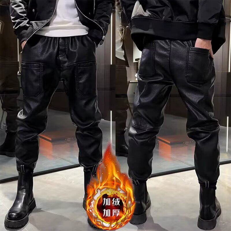皮裤男士防风防水秋冬加绒加厚