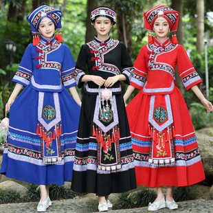 广西壮族三月三少数民族服装舞蹈服女非遗绣花演出服苗族瑶族彝族
