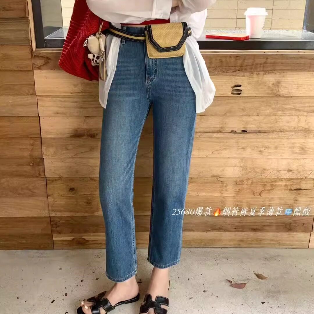 小松菜夏季新款九分烟管裤女图片