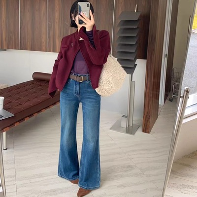 2025冬安琦斯直筒喇叭裤女