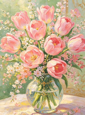 带框钻石画满钻方钻手工贴钻绣欧式卧室客厅风景花卉百合花瓶新款