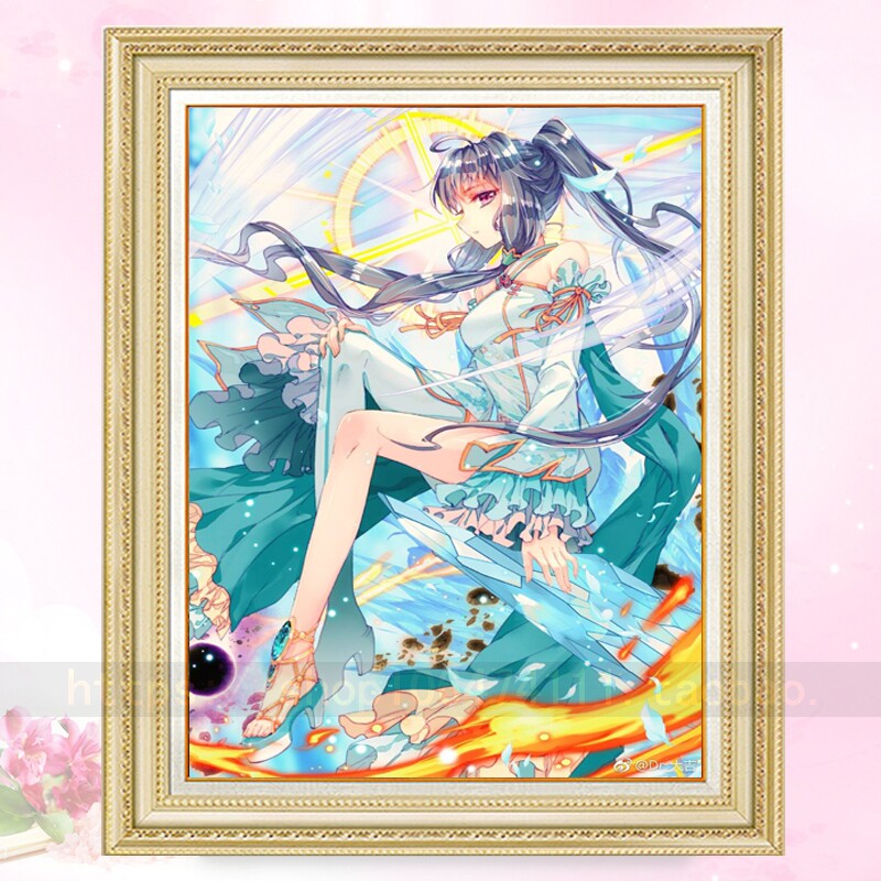 带框钻石画满钻方钻卧室新款贴钻绣卡通动漫古风少女斗罗大陆古月