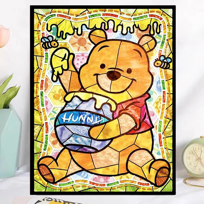 带框钻石画满钻方钻卧室儿童手工十字绣2024新款卡通动物小熊维尼