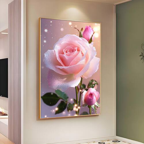 带框钻石画满钻魔方钻手工贴钻绣欧式卧室客厅新款唯美花卉玫瑰花