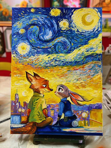 带框钻石画满钻魔方钻贴钻绣卧室新款卡通动漫疯狂动物城梵高星空