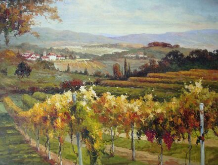 客厅风景画托斯卡纳法国乡村葡萄园装饰画手绘油画