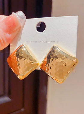 欧美金属复古几何方形耳环女轻奢小众高级感2024新款爆款耳饰耳钉