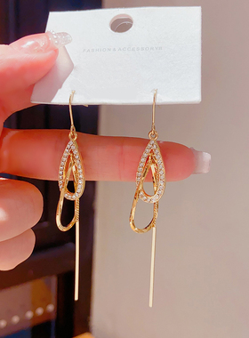 长款流苏耳环精致轻奢气质无耳洞耳夹女显脸瘦高级耳饰小众设计感