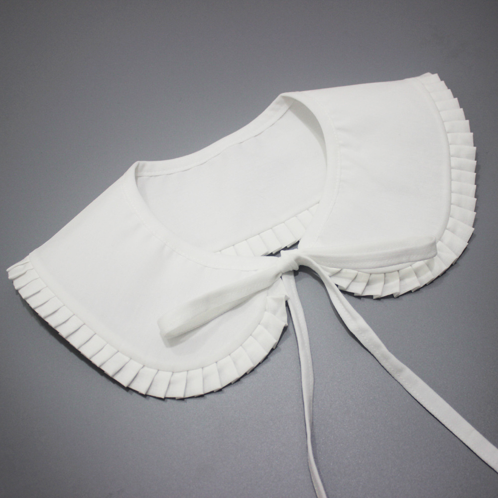 减龄娃娃领假领子女夏季配裙披肩风琴边装饰领韩白棉百褶花边圆领