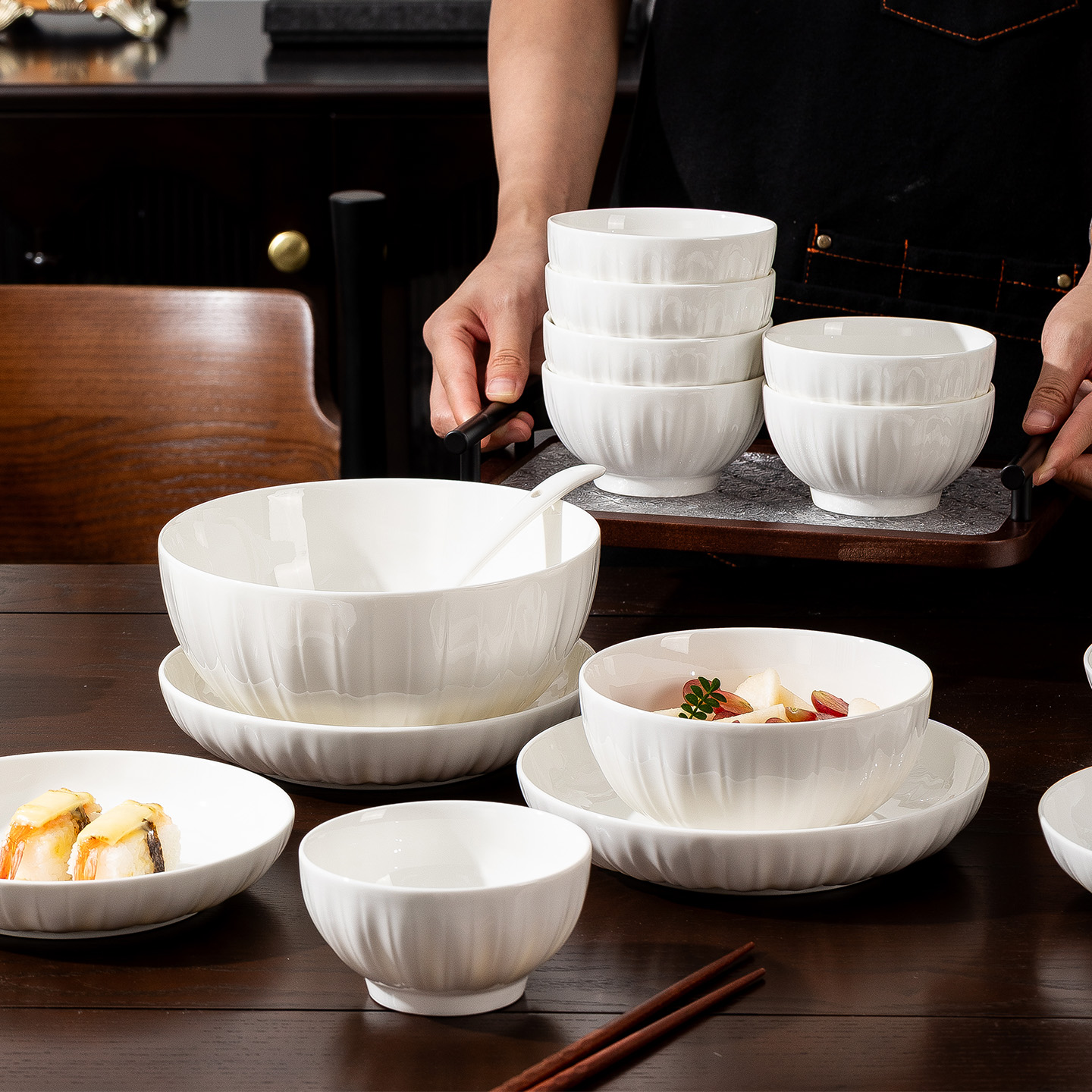 简约百搭陶瓷家用大碗碟套装