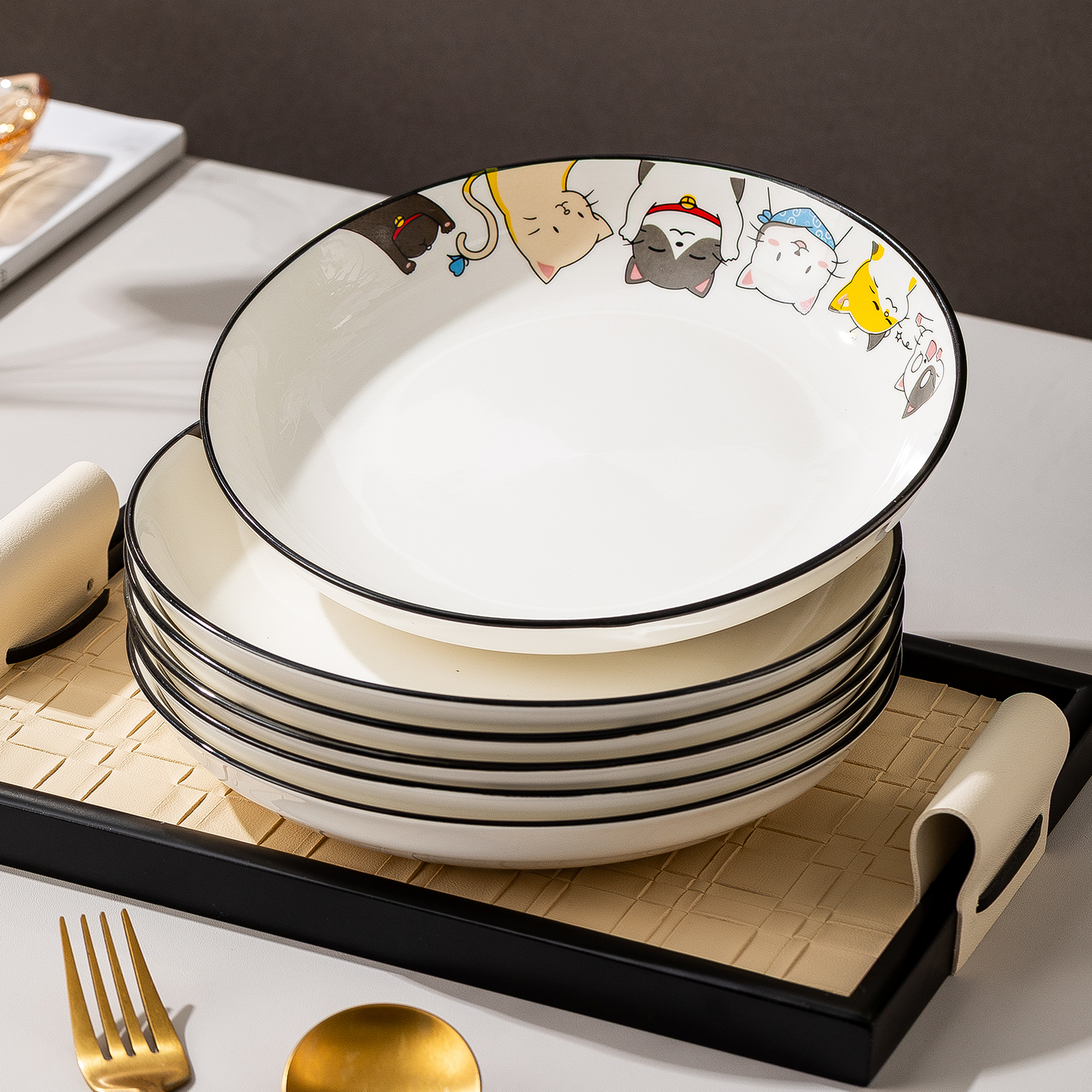 可爱猫咪陶瓷家用盘子系列