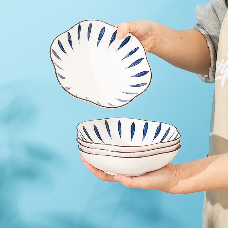 日式千叶家用陶瓷梅花盘