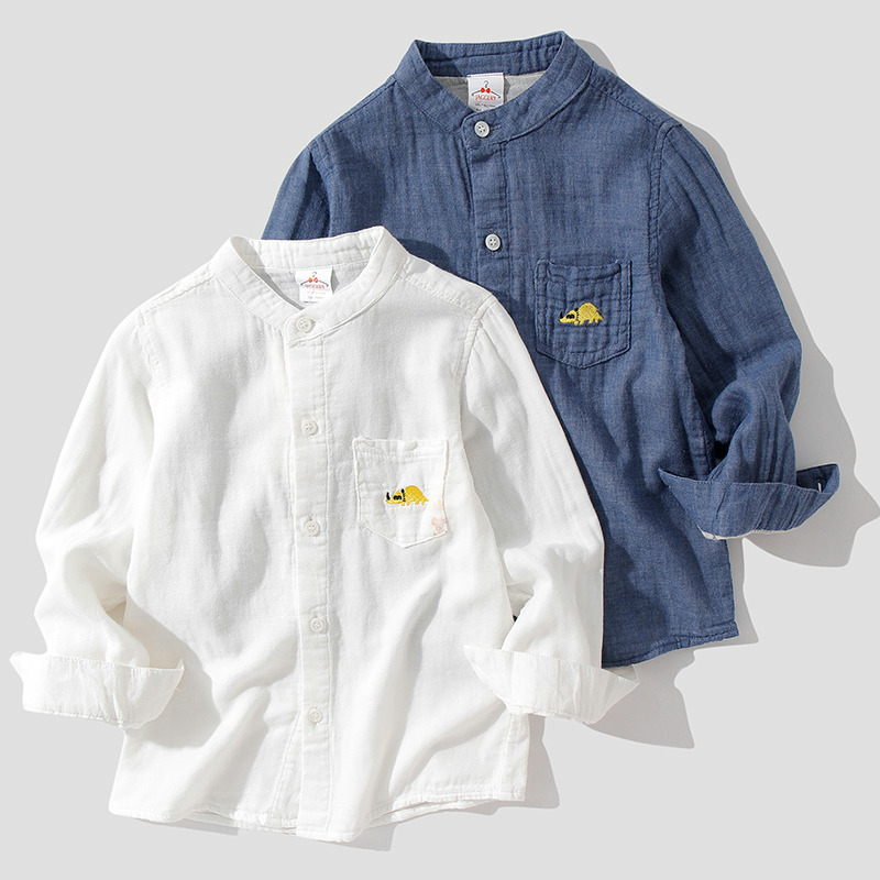 双层纱小立领透气薄款秋装衬衫