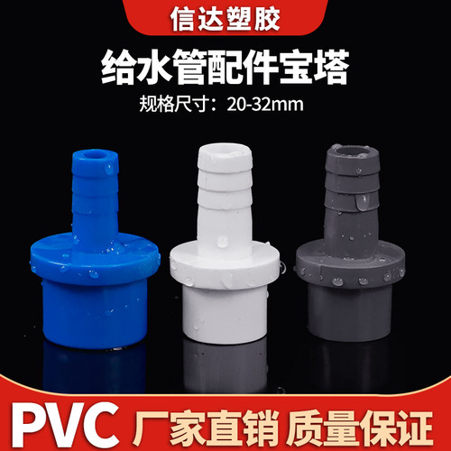 PVC宝塔接头插口塑料软管快接配件变径直通pvc-u外牙外丝直接2分
