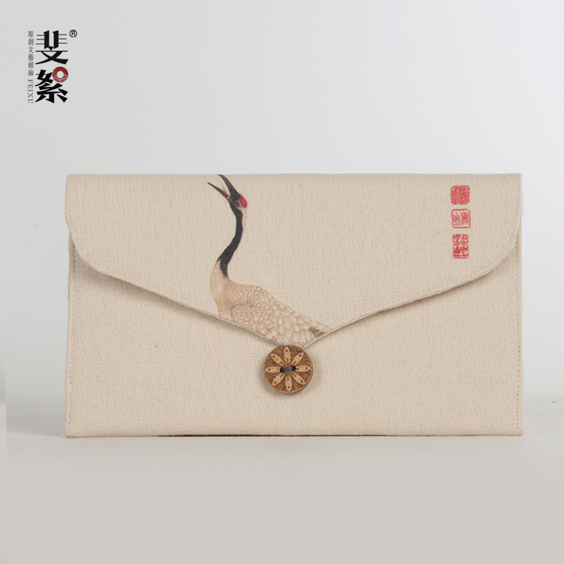 斐絮原创包包棉麻布印花横款个性