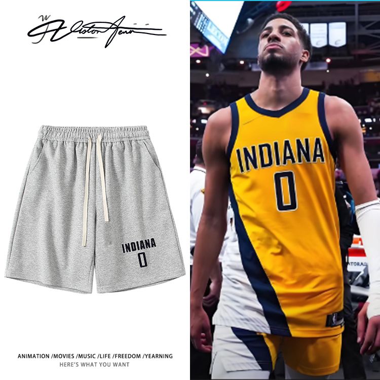 步行者哈利伯顿绝杀同款球衣短裤夏季宽松休闲百搭印花夏季运动