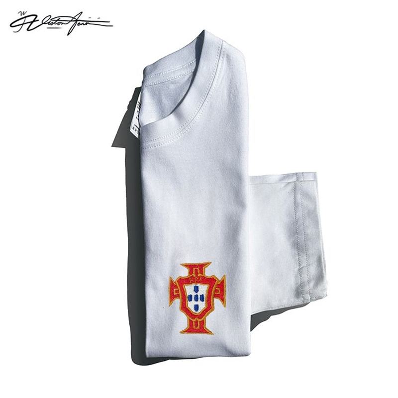 【刺绣】C罗世预赛葡萄牙足球国家队队徽刺绣应援长袖T恤打底衫夏