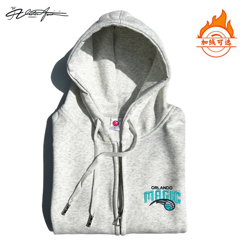 【刺绣】美国篮球联赛奥兰多魔术队刺绣连帽开衫卫衣长袖