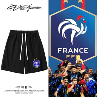 【刺绣】法国高卢雄鸡国家足球队队标刺绣粉丝应援短裤夏季百搭