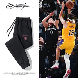 湖人里弗斯绝杀森林狼同款球衣印花卫裤男女同款束口加厚绒薄