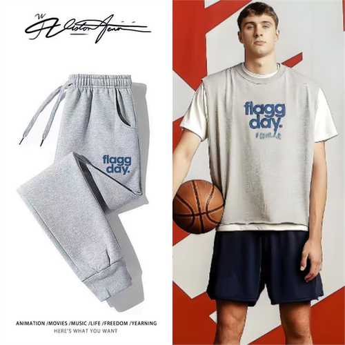 美国篮球联赛独行侠弗拉格同款字母印花粉丝应援卫裤男女同款束脚