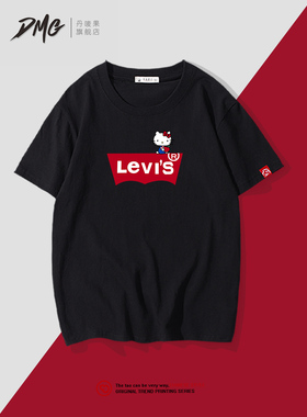 2022新款短袖t恤男女同款网红情侣装ins超火hello kitty纯棉衣服