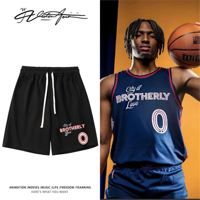 七十六人泰里斯马克西球衣印花应援短裤夏季宽松休闲百搭印