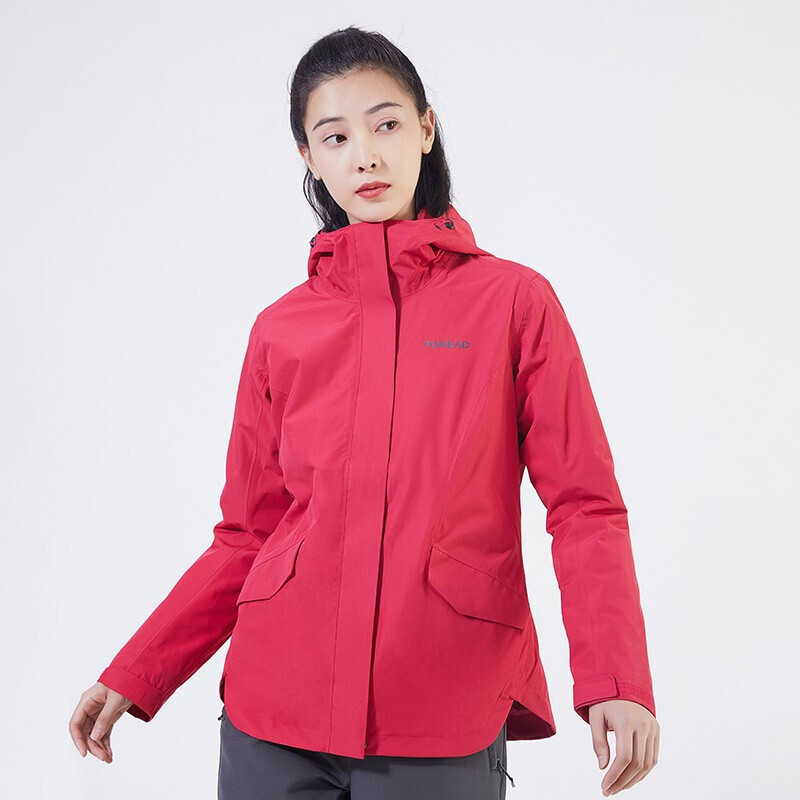 探路者秋冬三合一加绒冲锋衣女