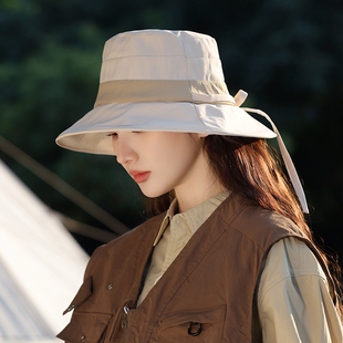 渔夫帽女款洋气时尚防晒帽子2025新款户外出游大帽檐渔夫帽太阳帽