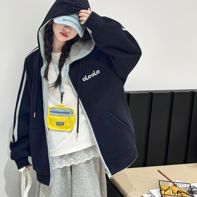 女童双面穿卫衣外套春秋款2025新款洋气中大童儿童超好看女孩上衣