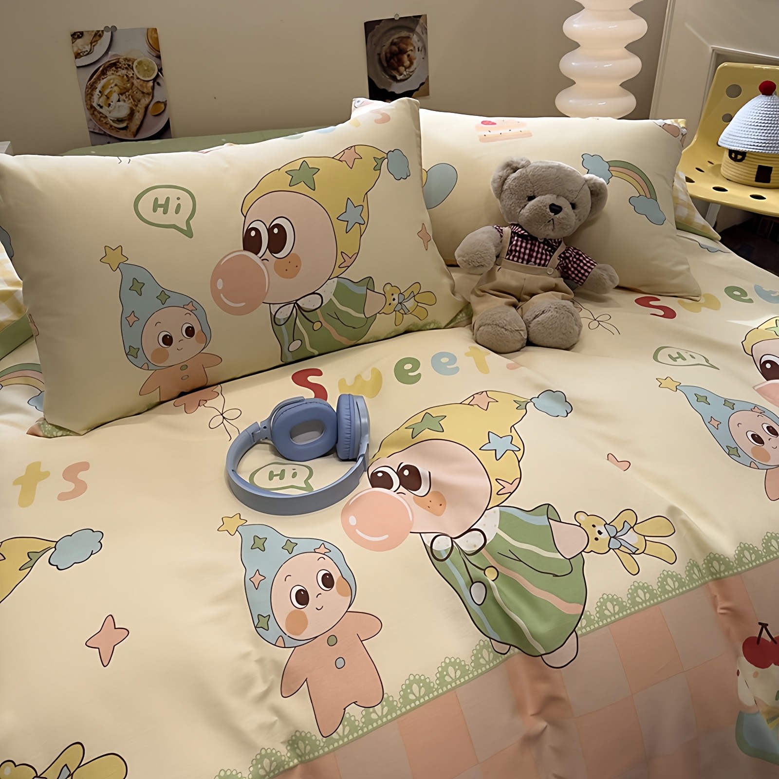 星星人卡通四件套全棉床单被套大学生宿舍寝室单人床上用品纯棉
