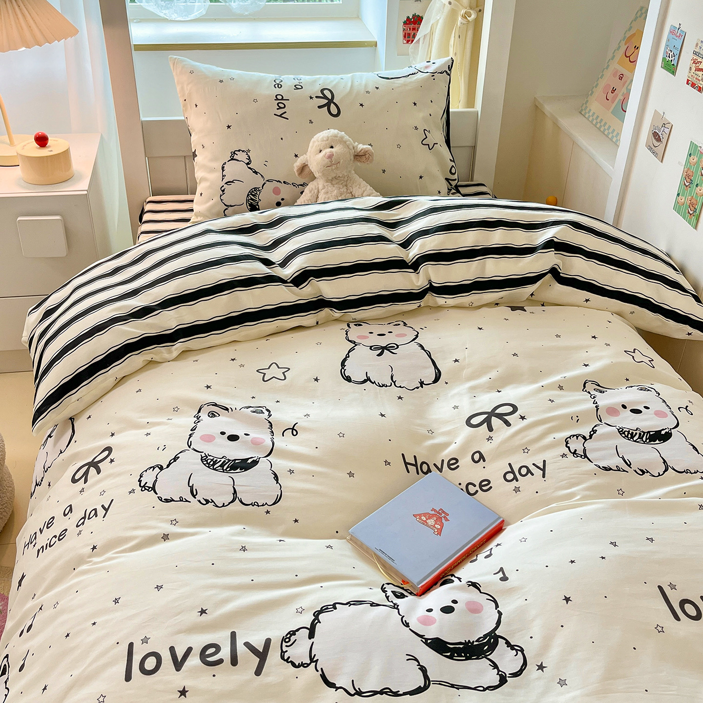 西高地狗狗四件套全棉床单被套 大学生宿舍0.9m寝室到人床上用品