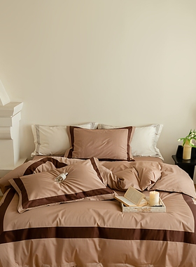 高级貢缎全棉四件套100S长绒棉纯棉床单被套床品床笠款加大双人2m