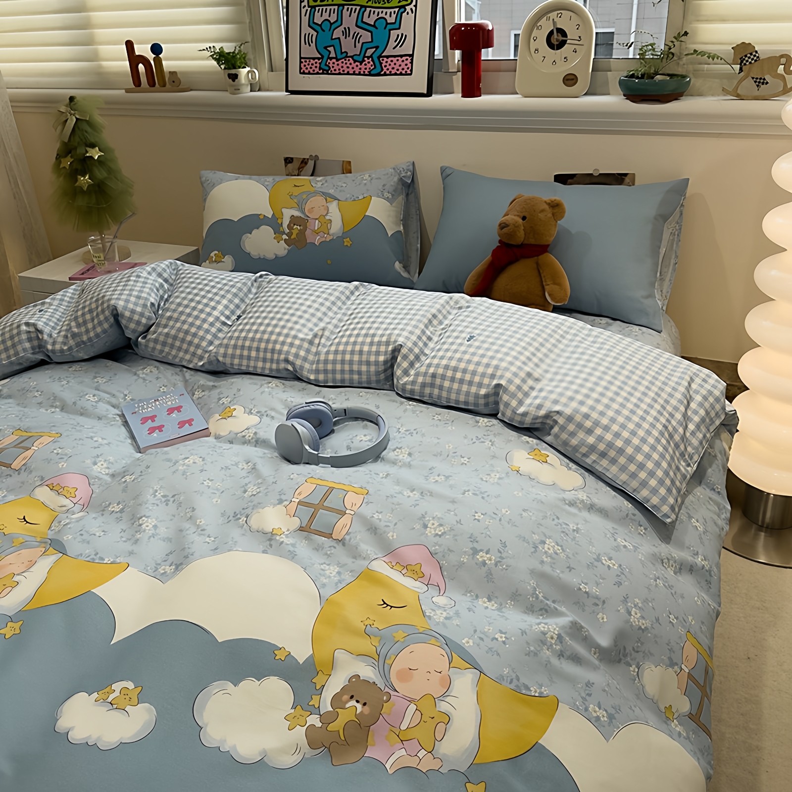 星星人卡通四件套全棉床单被套大学生宿舍寝室单人床上用品纯棉