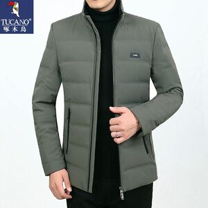 啄木鸟轻薄羽绒服男士短款2024新款立领休闲大码修身百搭外套男装
