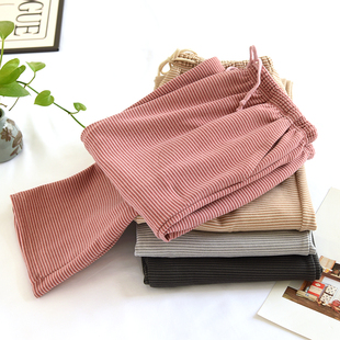 德绒家居裤女士秋冬大码宽松家居裤保暖睡裤居家长裤可外穿