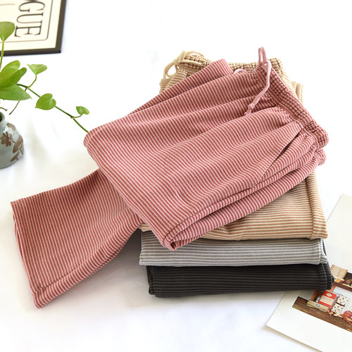 秋冬女德绒睡裤高弹力家居裤长裤