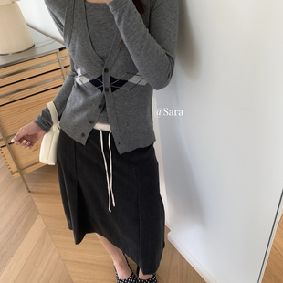 ARA-26年春款针织衫+韩系菱格挂脖背心小衫套装（含6羊毛）(wm416