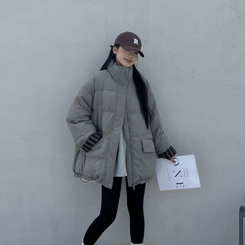 LILY-冬上新立领宽松百搭时尚保暖羽绒服外套hq80828