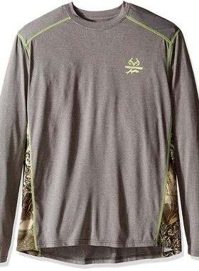 专业迷彩Realtree男防晒遮阳运动户外弹力速干快干长袖T恤圆领衫