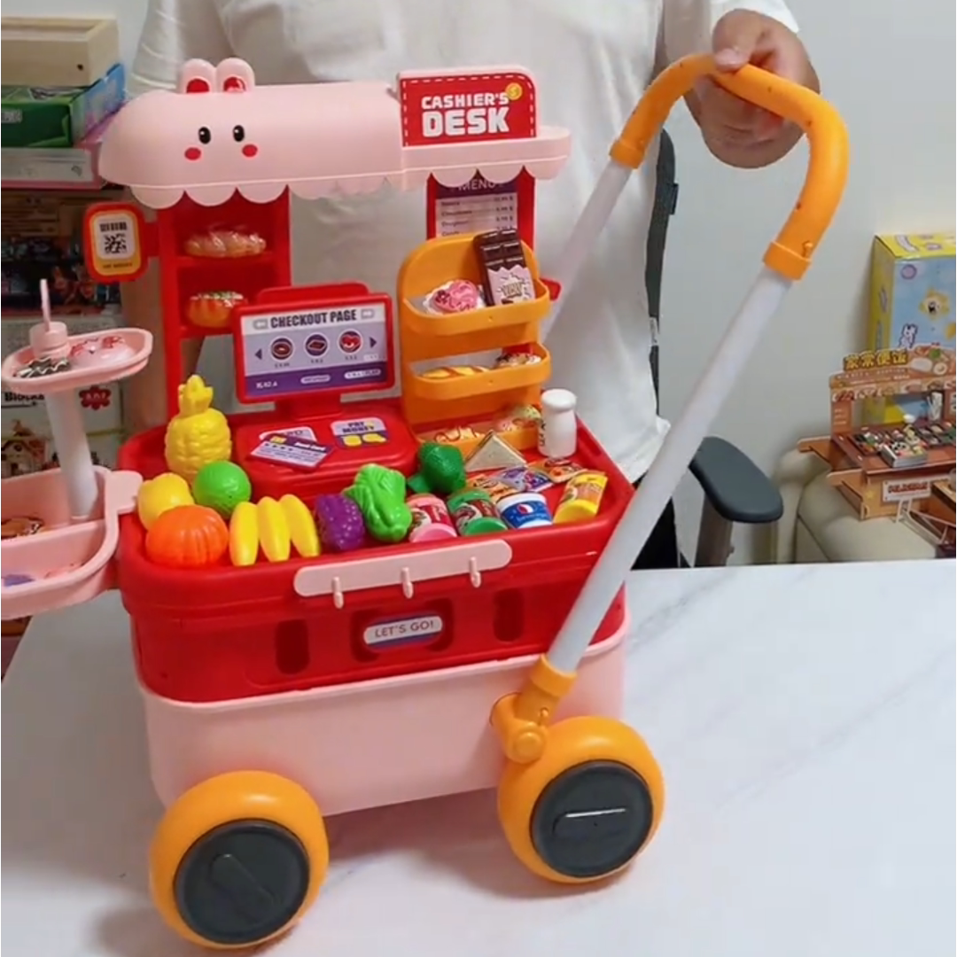 儿童超市小推车评测过家家玩具收银机套装儿童玩具模拟超市迷你版