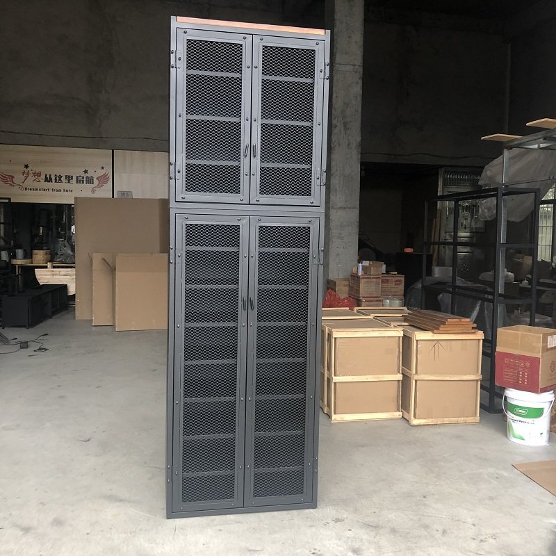 美式复古多层铁艺柜子工业风落地书柜储物柜门厅多功能鞋柜收纳柜