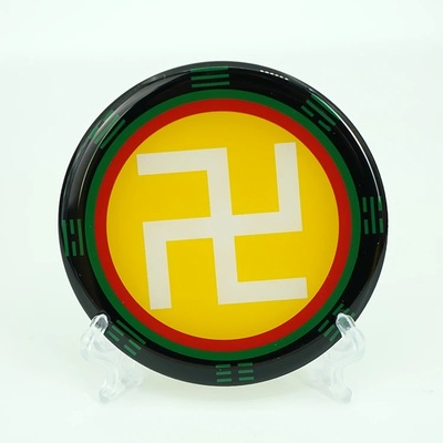 8CM黄铜版先天八卦黄万字符中黄太极万福字牌黑万绿万中白太极贴