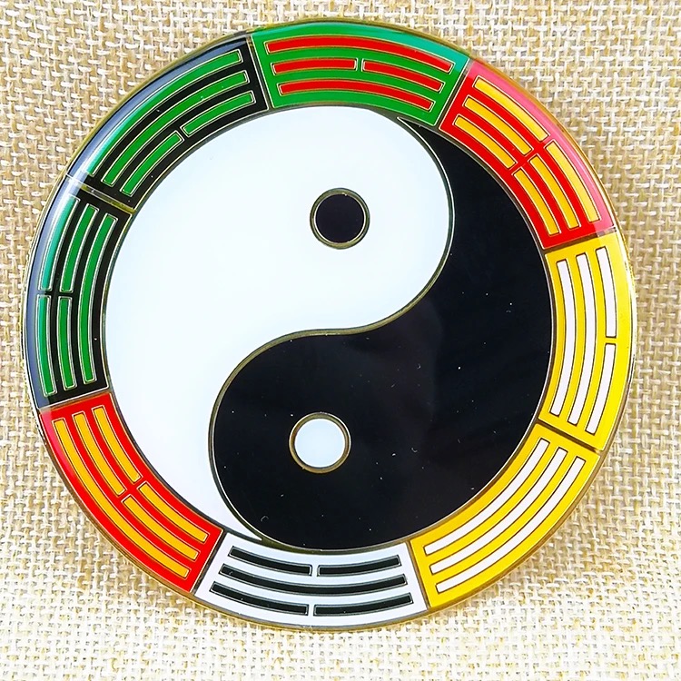 纯铜八厘米太极卦爻版太极八公分烤漆版万字符五行能量贴布局牌