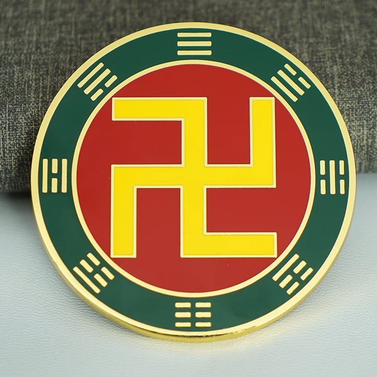 8CM先天八卦万字符加厚能量摆件黄白红绿黑五行万字贴万字福牌